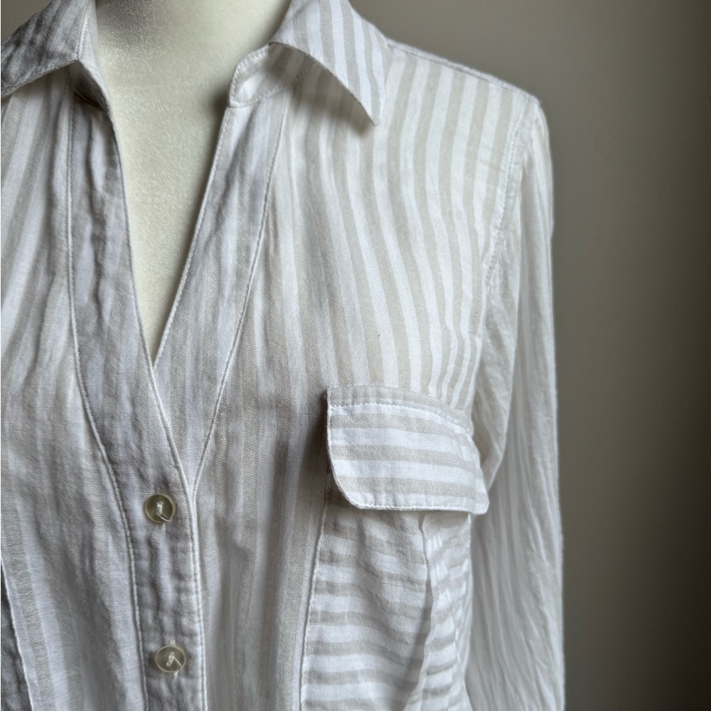 Ten Sixty Sherman Women’s Button Shirt Striped Gray, White Size Medium Cotton - Picture 3 of 6